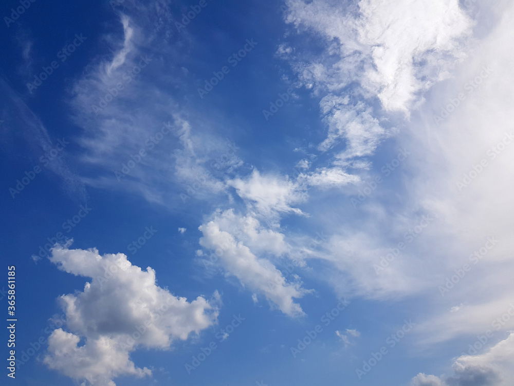Fototapeta premium Blue sky clouds background. Beautiful day sky landscape