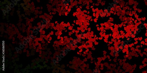 Dark green, red vector pattern with abstract shapes.