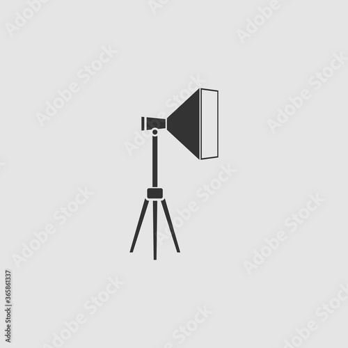 Studio lighting icon flat