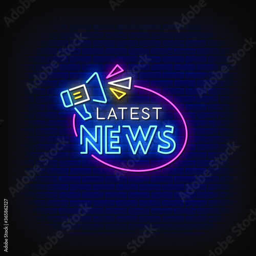 Latest News Neon Signs Style Text Vector
