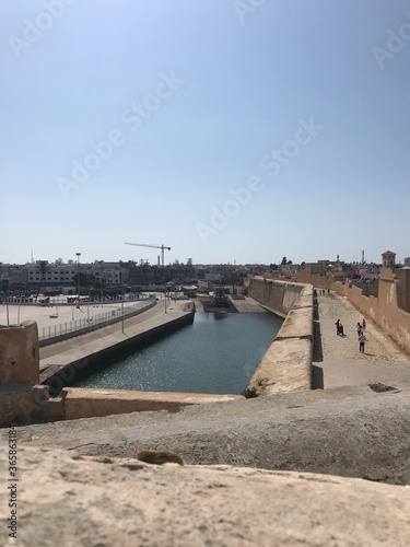 El-Jadida / Morocco - September 08 2019: The Portuguese fortification of Mazagan (now is part of El-Jadida city and on Unesco World Heritage list) 