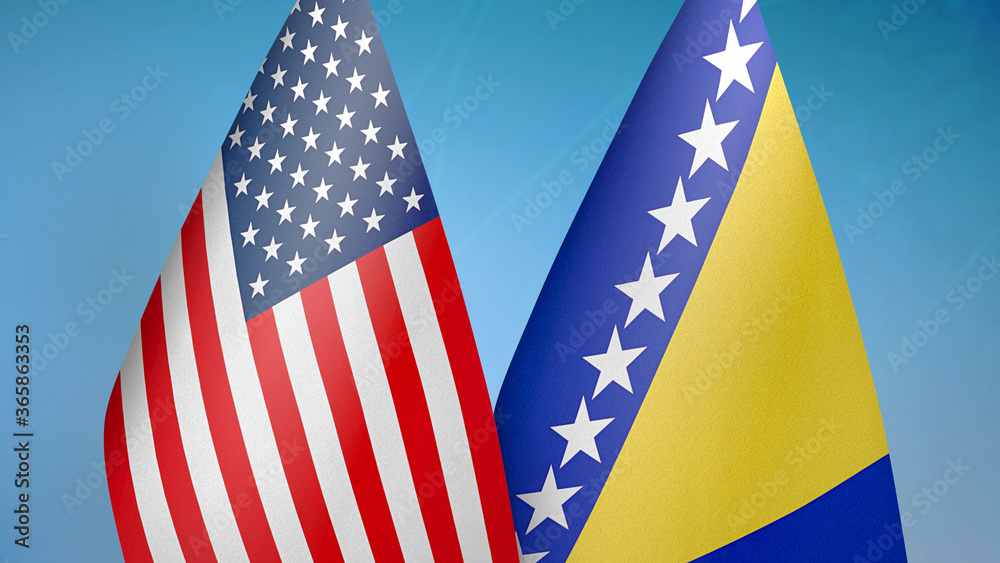 Fototapeta premium United States and Bosnia and Herzegovina two flags
