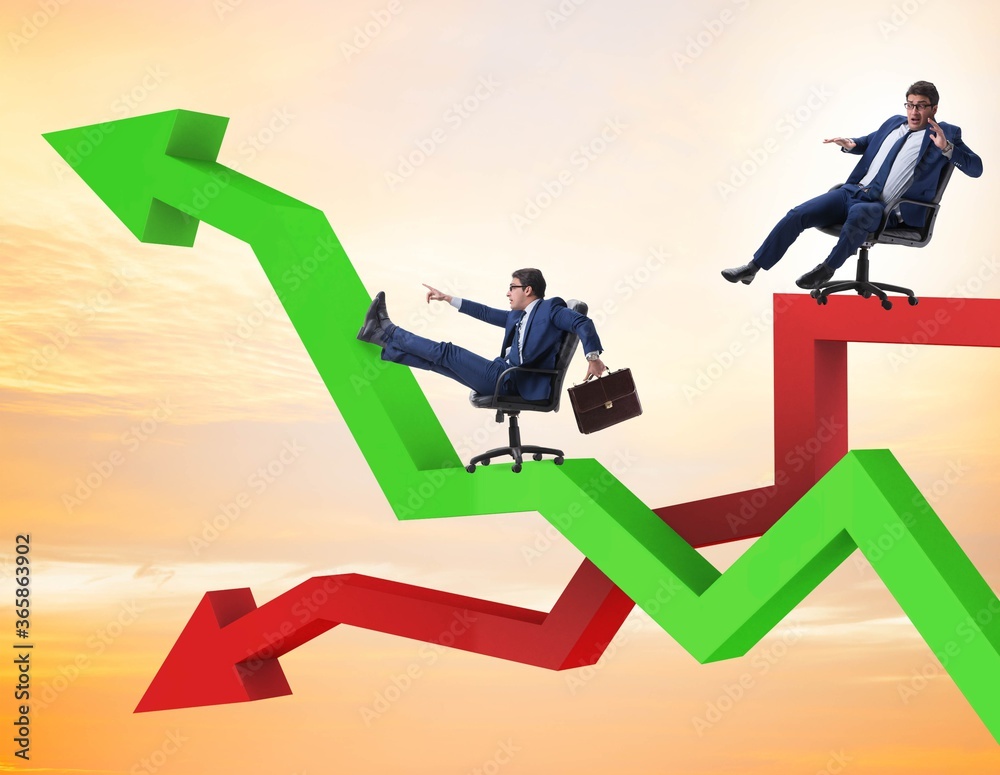 Obraz premium Growth and decline concept with businessmen