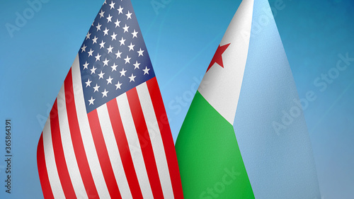 Fototapeta Naklejka Na Ścianę i Meble -  United States and Djibouti two flags