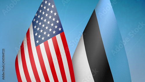 Fototapeta Naklejka Na Ścianę i Meble -  United States and Estonia two flags