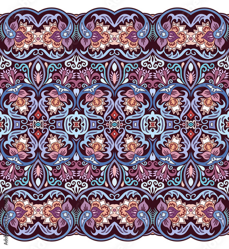 Abstract ethnic nature tile stripe seamless border