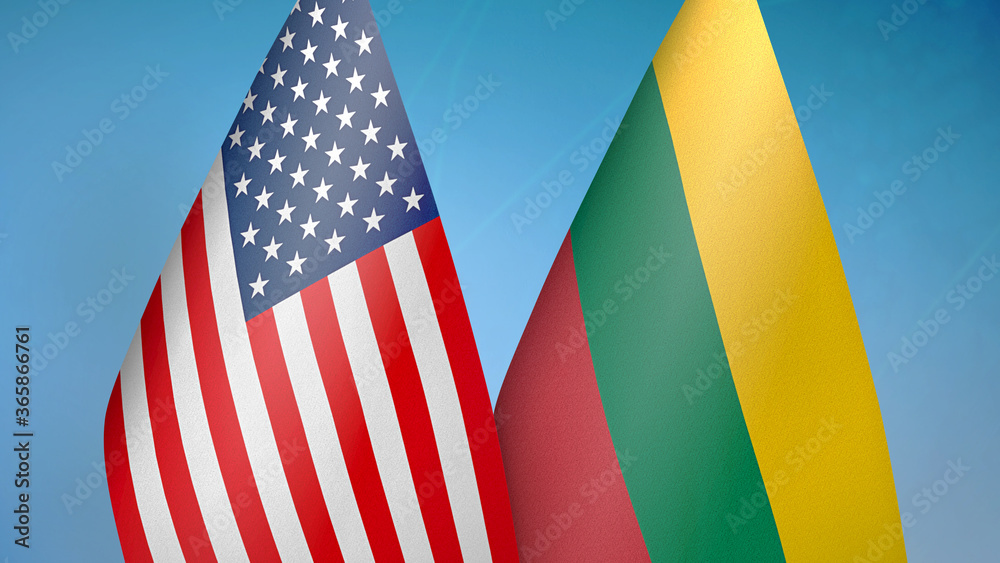 United States and Lithuania two flags