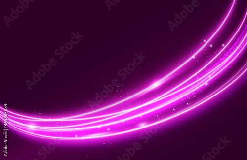 Circle neon light effect isolated on dark background, round light lines in blue neon color. Abstract background for science, futuristic, energy, techno