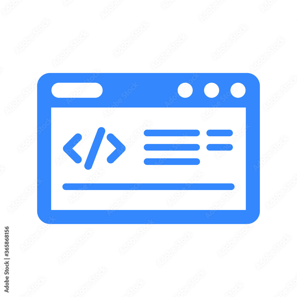 Code optimization, coding icon / blue color Code optimization, coding icon / blue color
