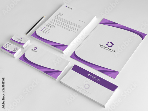 Minimal Branding Identity template. Business card, Letterhead, Invoice, Envelope, Business Folder in vector Illustration
