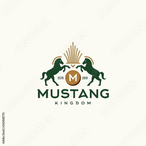 horse coat of arms classic hipster vintage logo vector icon illustration 