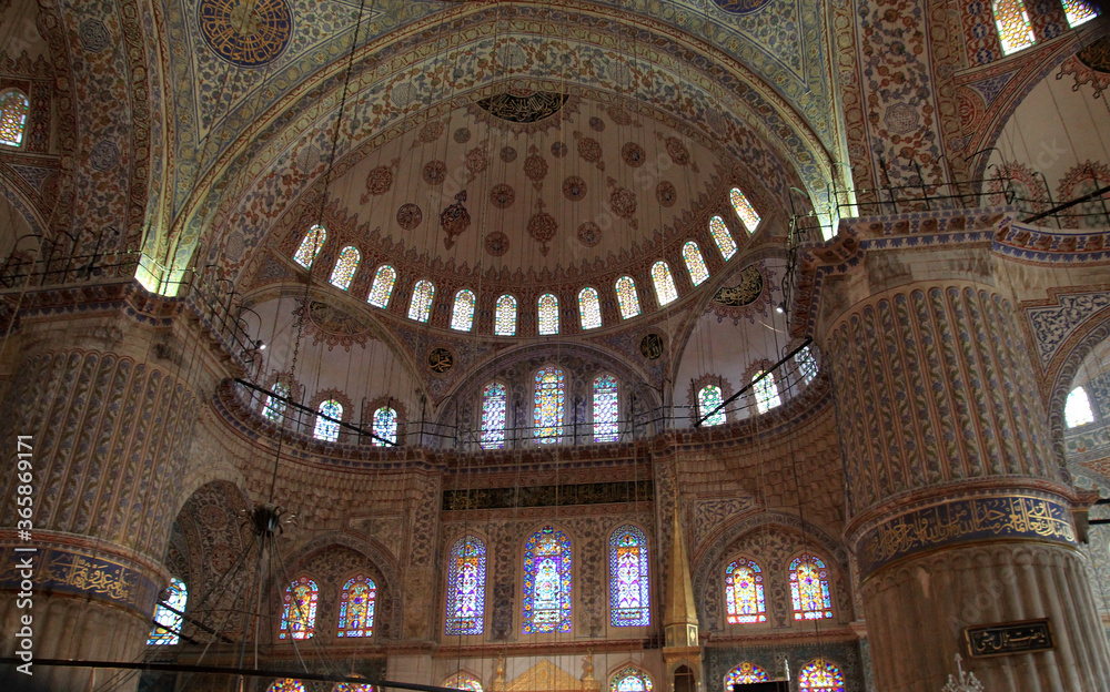 Interior of Blue mosque in Istanbul, Turkey