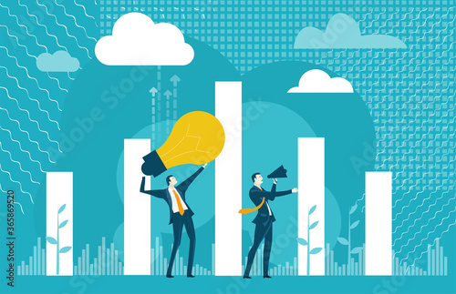 Businessman holding up light bulb. Start up. Business, finance industry background with business people working and solving the problems, workflow management. Leadership and business concept