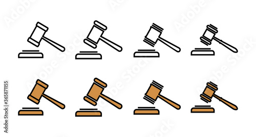 set of Gavel icons. Hammer icon vector. Judge Gavel Auction Icon Vector. Bid