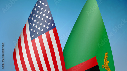 United States and Zambia two flags
