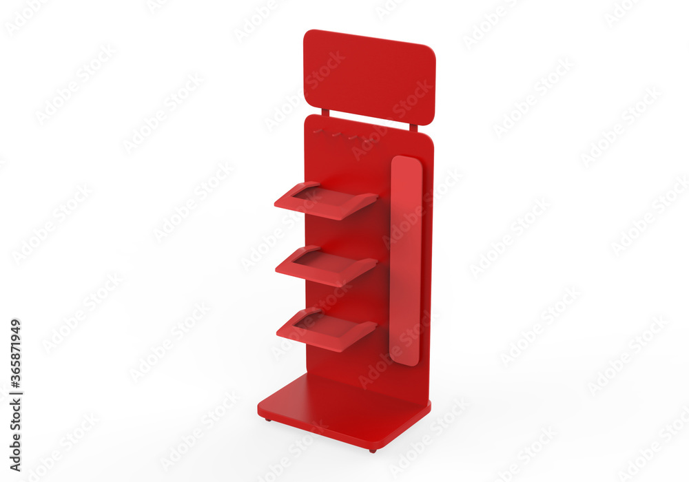 Display stand, retail display stand for product , display stands isolated on white background. 3d illustration Display stand, retail display stand for product , display stands isolated on white background. 3d illustration