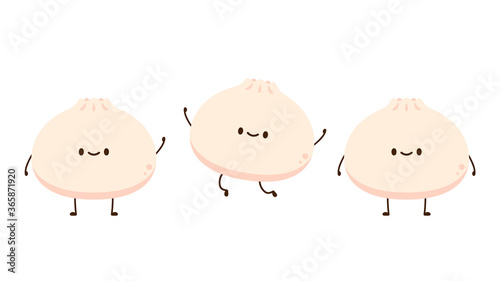 Bao character design. Steamed Bun character. Steamed Bun vector. Steamed Bun on white background. 