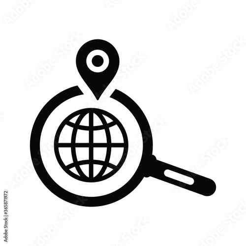 Location searching icon / black vector