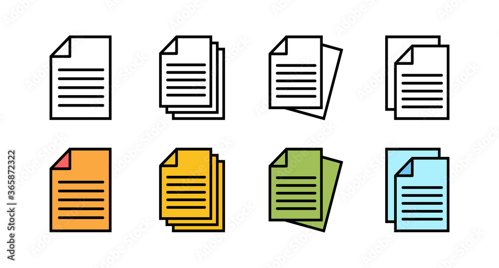 set of Document icons. Paper icon. File Icon set of Document icons. Paper icon. File Icon