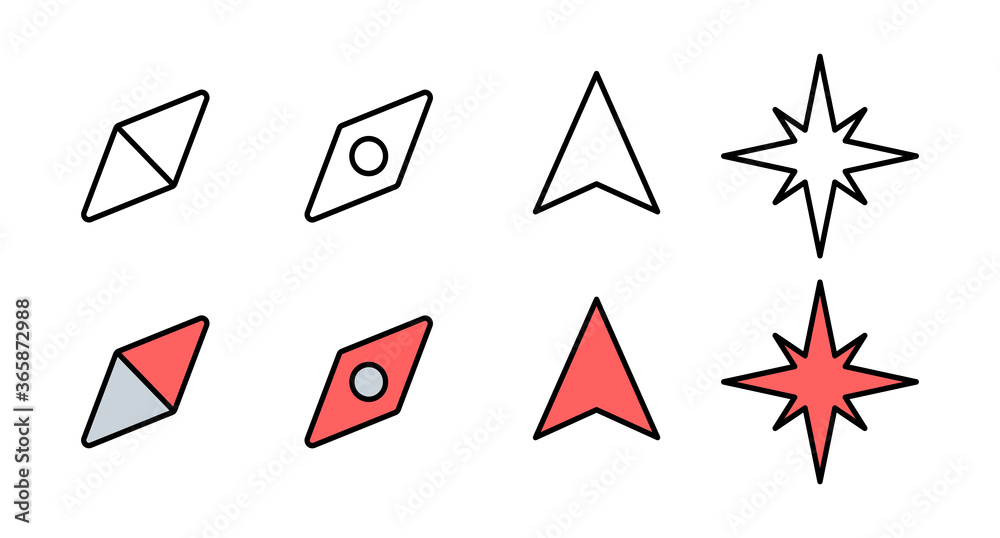 set of Compass vector icons. Compass icon vector set of Compass vector icons. Compass icon vector