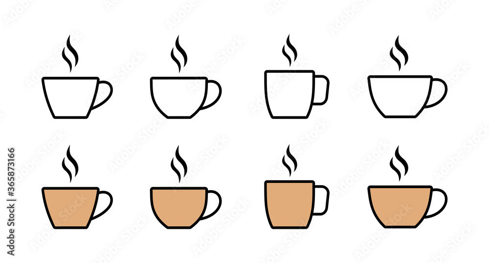 set of Coffee cup vector icons. Coffee cup icon. Coffee icon. Tea cup
