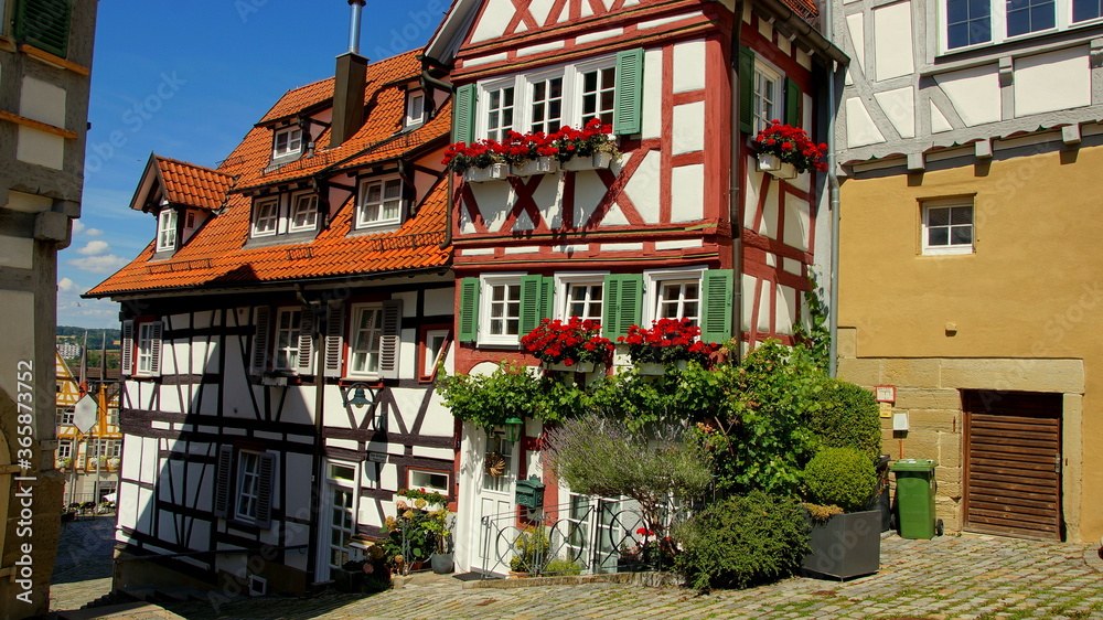 malerische alte Fachwerkhäuser im Zentrum von Herrenberg