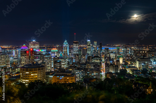 Downtown Montreal at night in a summer day