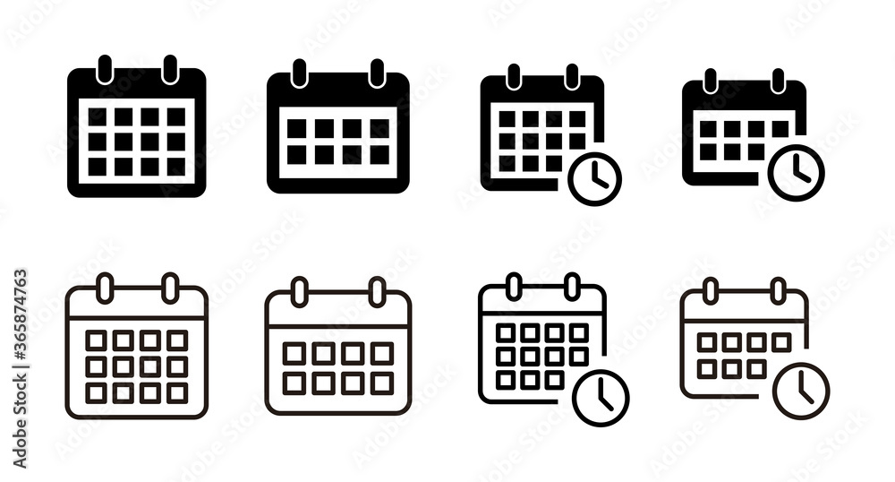 set of calendar icons. Calender symbol. Calendar vector icon. Deadline. Date. Time set of calendar icons. Calender symbol. Calendar vector icon. Deadline. Date. Time