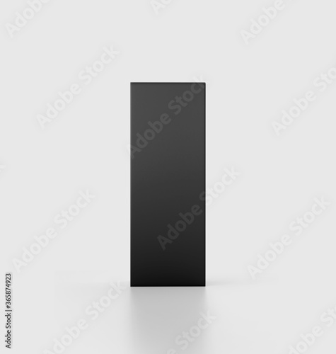 Black box Mockup, dark carton container 3d rendering isolated on light background