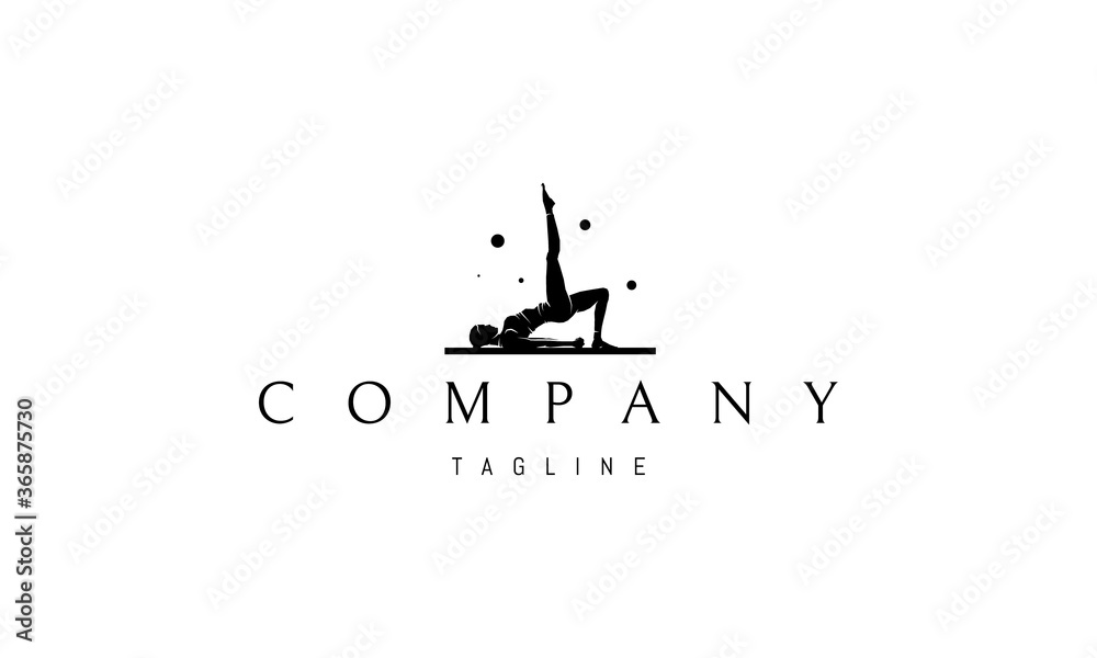 Vector logo on which an abstract image of a girl doing yoga on a mat. Vector logo on which an abstract image of a girl doing yoga on a mat.