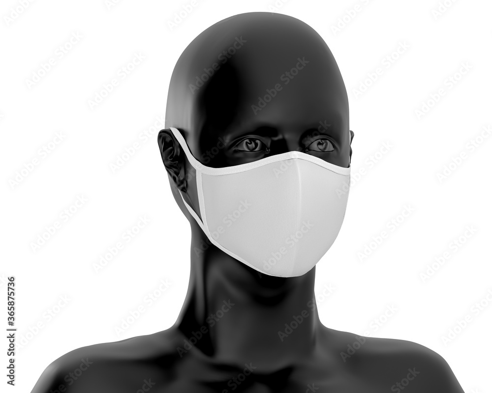 Illustrazione Stock white face mask mockup, blank dust mask over black  Mannequin 3d Rendering isolated on white background | Adobe Stock
