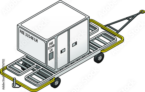 An air cargo container for loading into airplane cargo holds on a trolley.