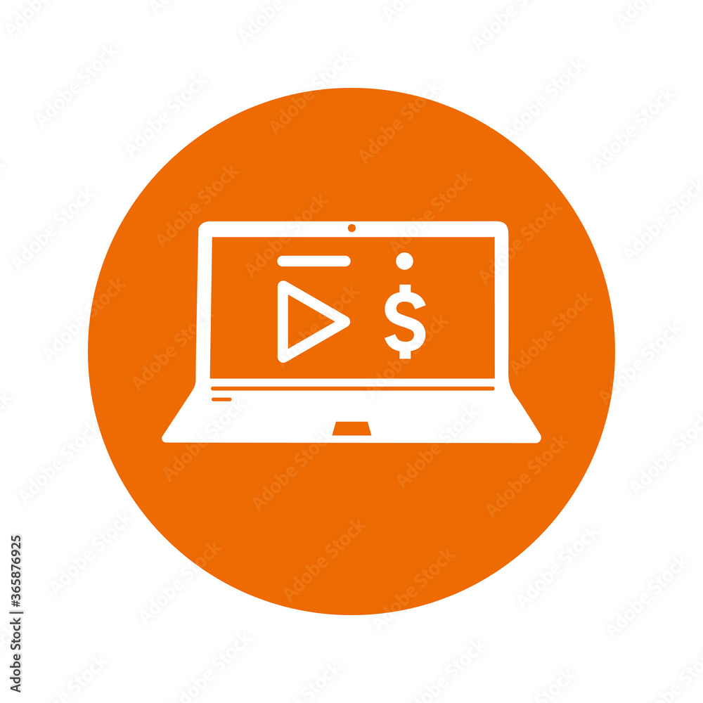 Video Marketing icon / orange vector Video Marketing icon / orange vector