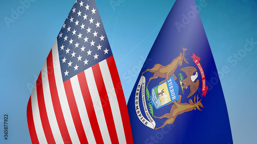 United States and Michigan state two flags