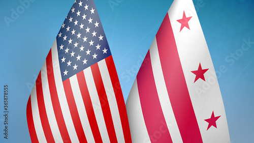 Fototapeta Naklejka Na Ścianę i Meble -  United States and Washington DC state two flags