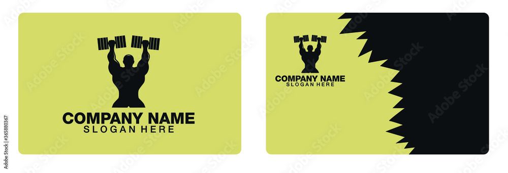 Modern and simple gym business card vector template with logo