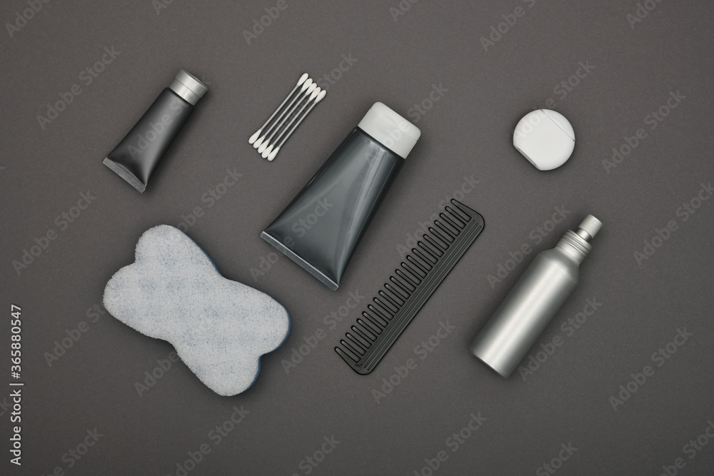 Fototapeta premium Flat lay of men hygiene and beauty care products