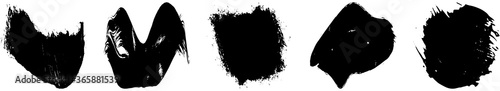 Set of black brush strokes with a dry brush