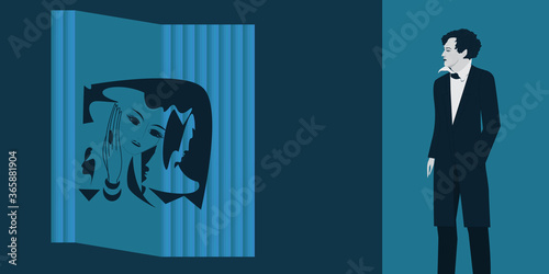 Author, philosopher, novelist - modern background book cover - exhibition, vector. Literature.