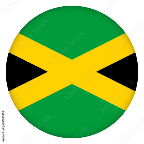 Flag of Jamaica round icon, badge or button. Jamaican national symbol. Template design, vector illustration.