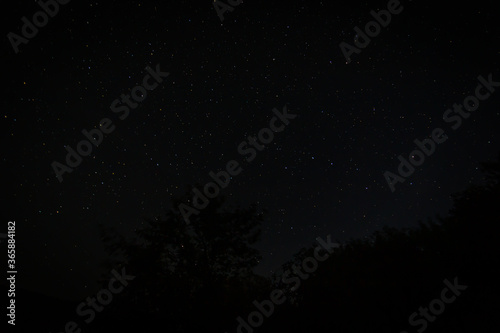 starry sky in the Russian village. warm summer night
