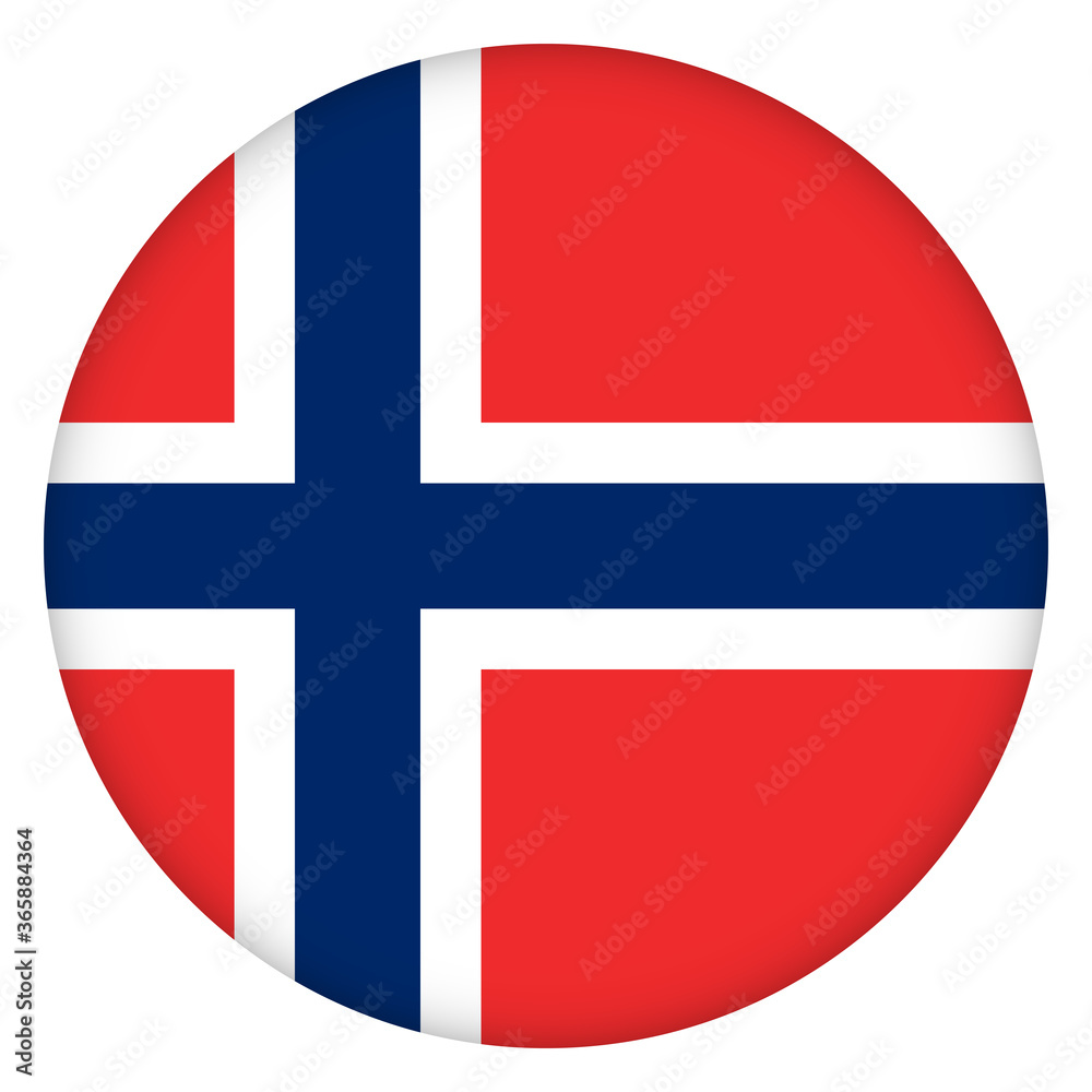 Flag of Norway round icon, badge or button. Norwegian national symbol. Template design, vector illustration. Flag of Norway round icon, badge or button. Norwegian national symbol. Template design, vector illustration.