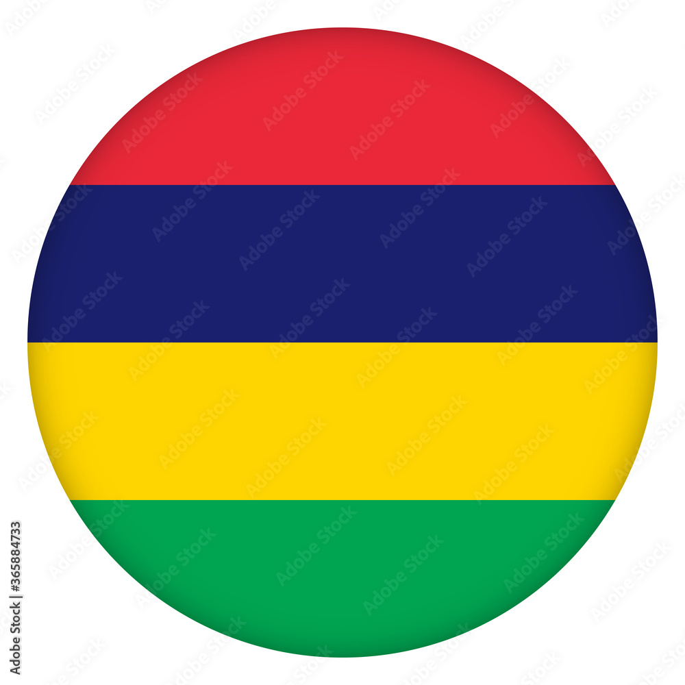 Flag of Mauritius round icon, badge or button. Mauritian national symbol. Template design, vector illustration. Flag of Mauritius round icon, badge or button. Mauritian national symbol. Template design, vector illustration.