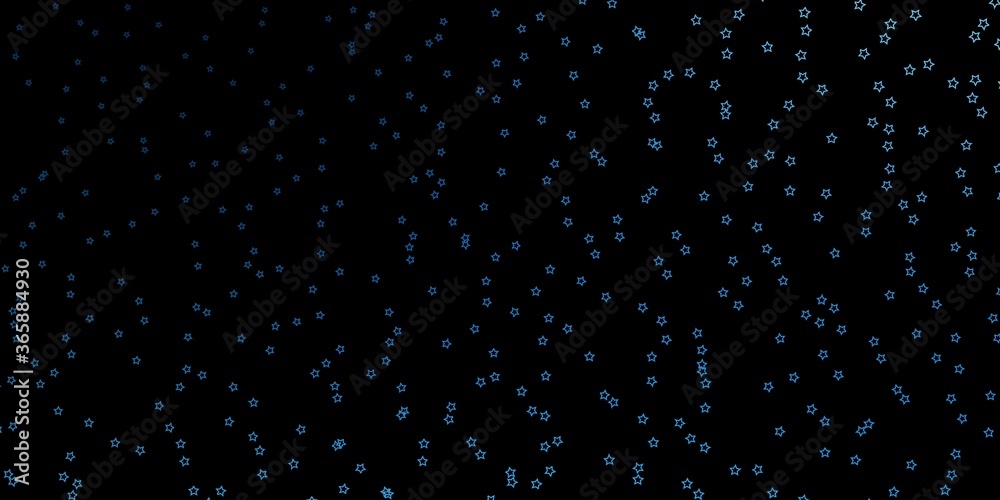 Dark BLUE vector texture with beautiful stars. Blur decorative design in simple style with stars. Pattern for wrapping gifts.