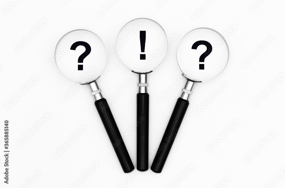 Exclamation mark and question mark in the focus Exclamation mark and question mark in the focus