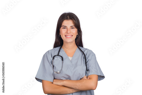 Female doctor with stethoscope. © Mego-studio