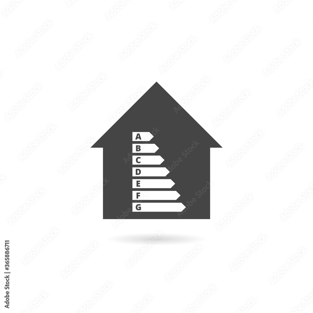 Home energy efficiency icon with shadow Home energy efficiency icon with shadow