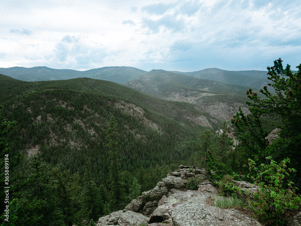 Panoramic scenic view of the mountain wilderness in Colorado just after a storm