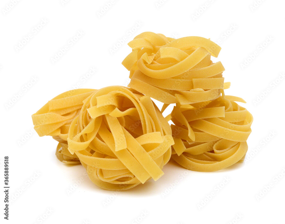 Egg noodles on a white background Egg noodles on a white background