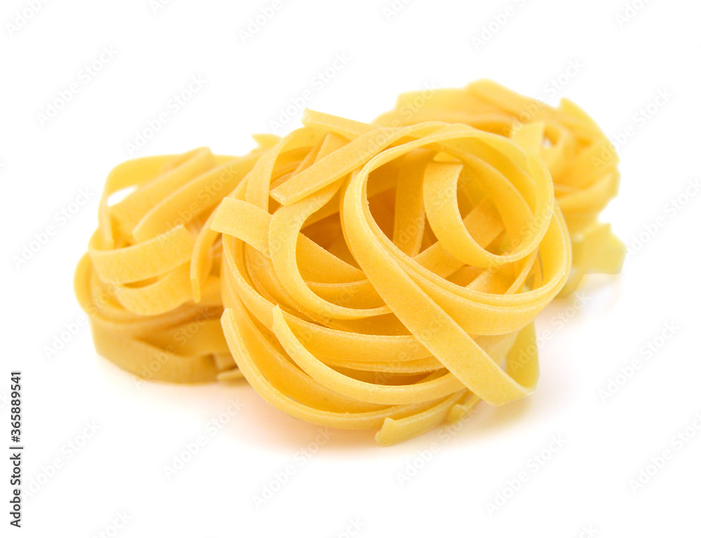 Egg noodles on a white background Egg noodles on a white background